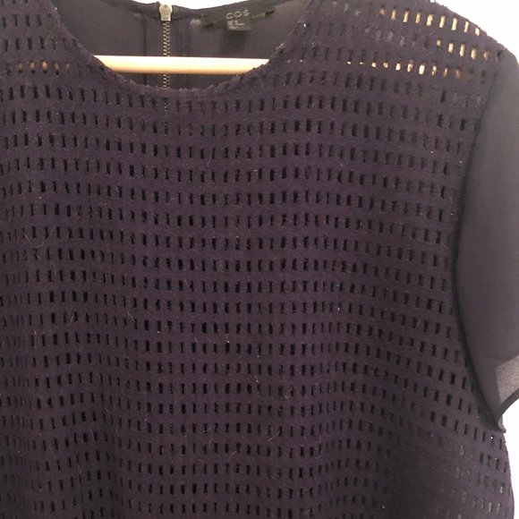 COS Top with Punch-out Pattern, Navy Medium - Picture 6 of 10